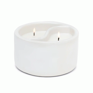 Ароматна соева свещ Падивакс Ин&Ян - бяла керамика - Черна сол и тиково дърво